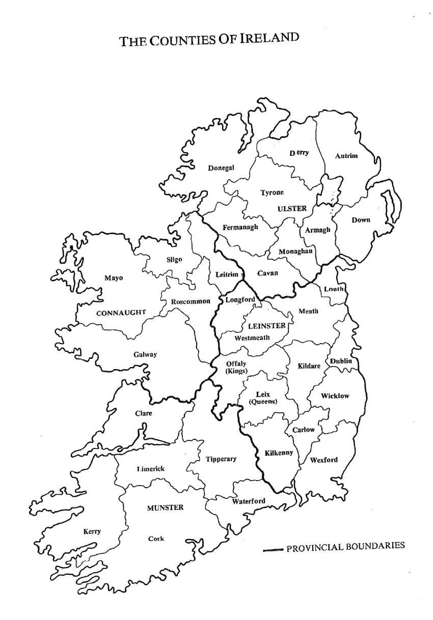 sketsa peta irlandia