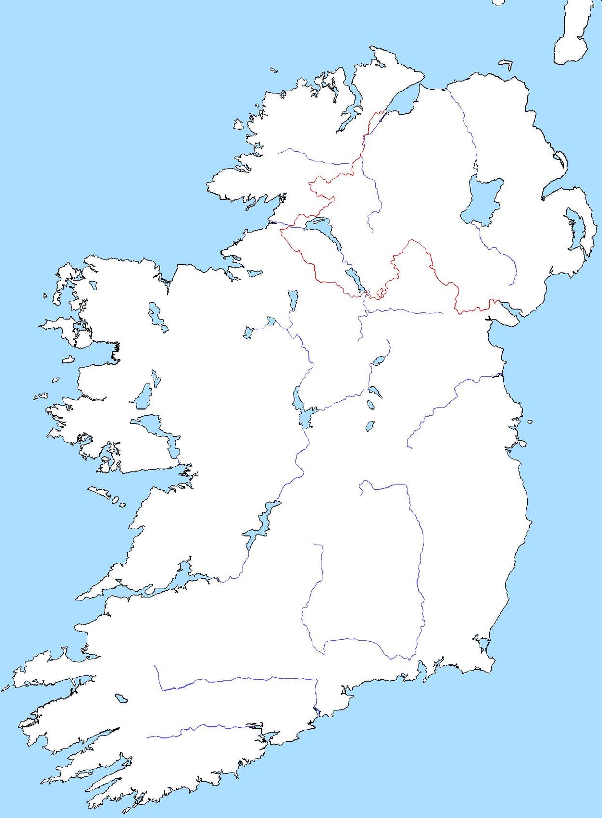 peta dari peta kosong dari irlandia dengan sungai