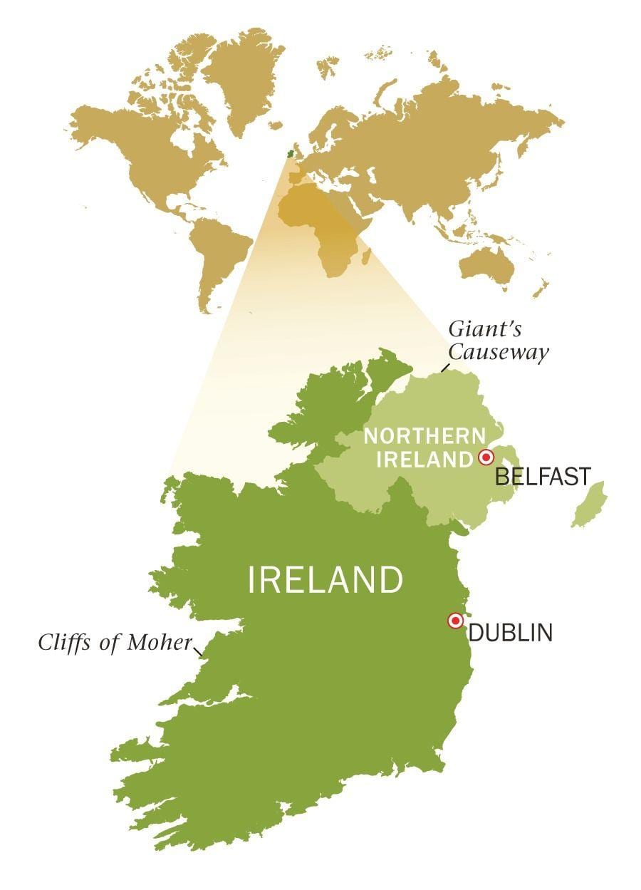peta dari emerald isle irlandia