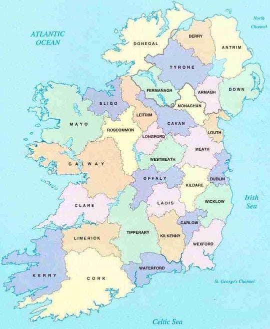 peta dari ireland b&b