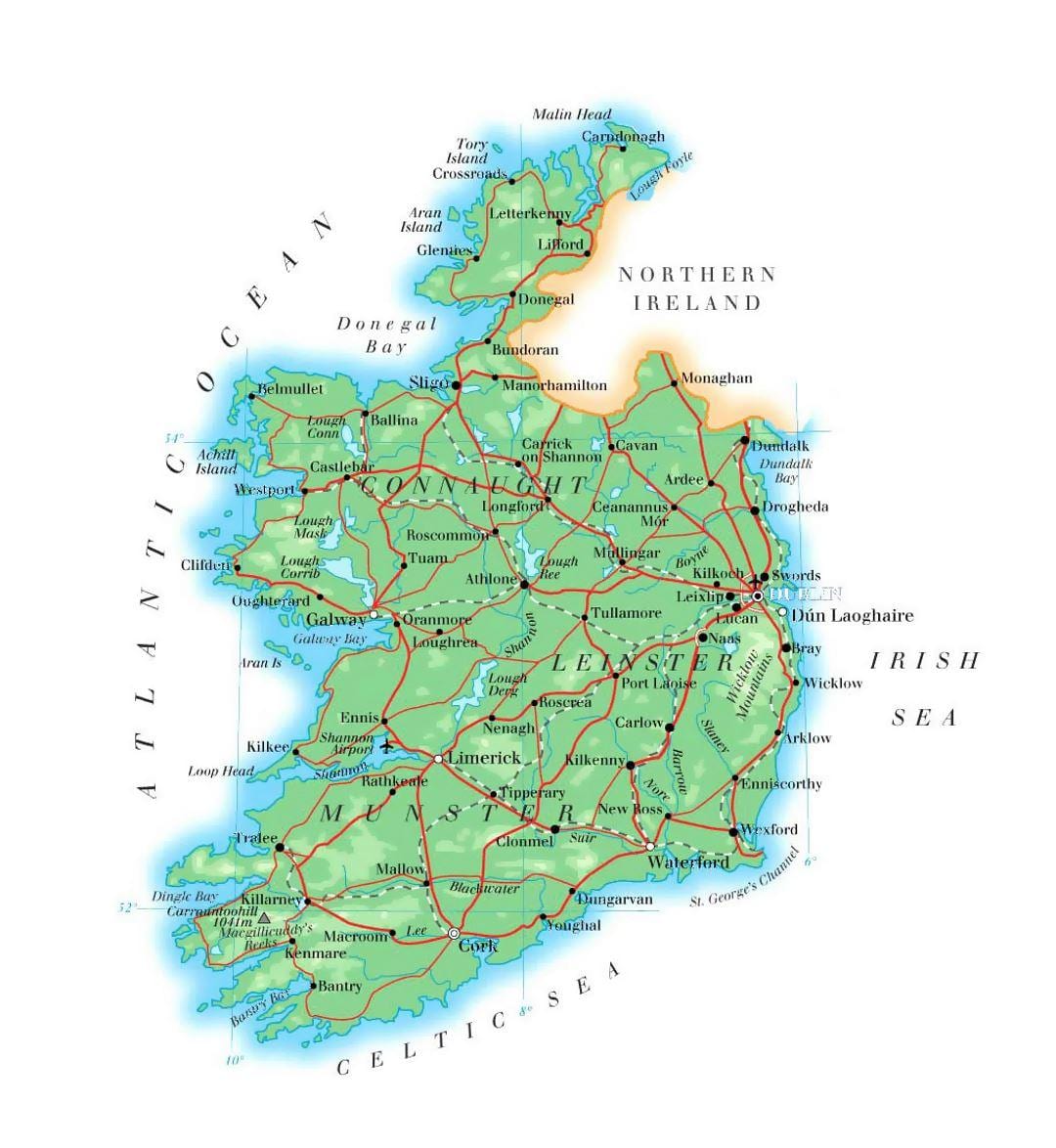 peta dari irlandia elevasi 