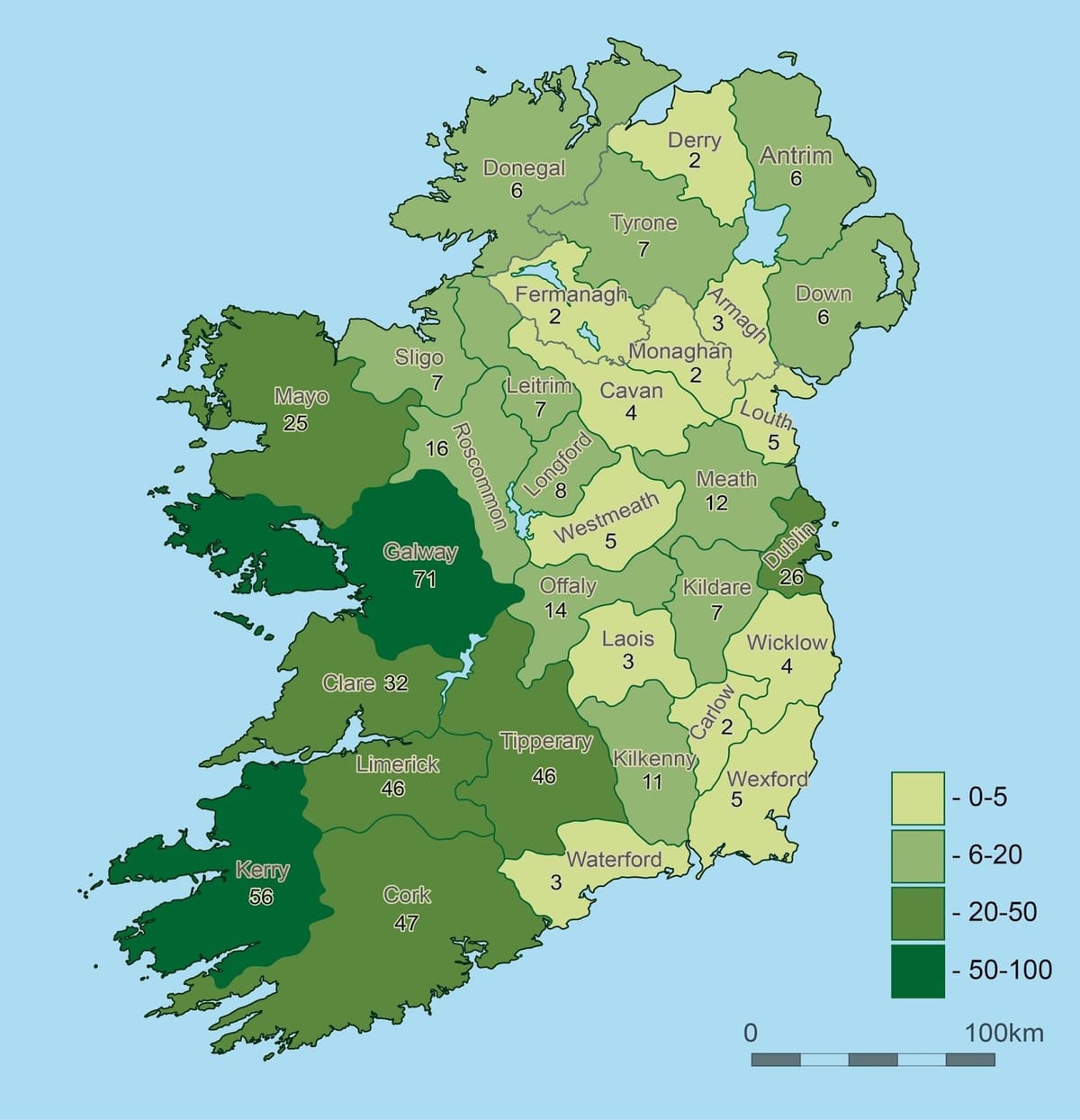 peta geografi irlandia 