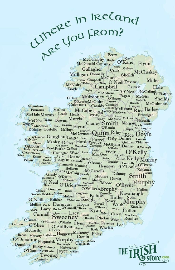 irlandia nama peta