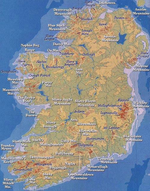 peta dari irlandia pegunungan 