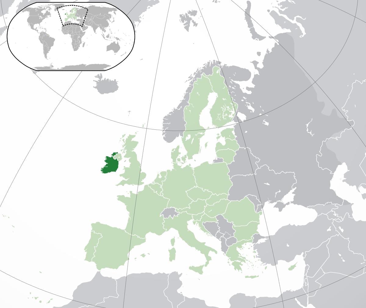 irlandia peta dalam peta dunia