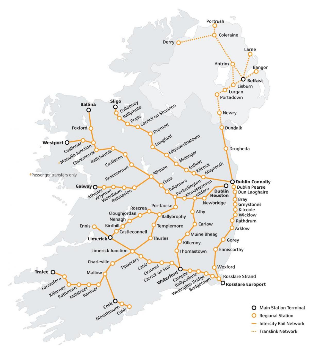perjalanan kereta api di irlandia peta