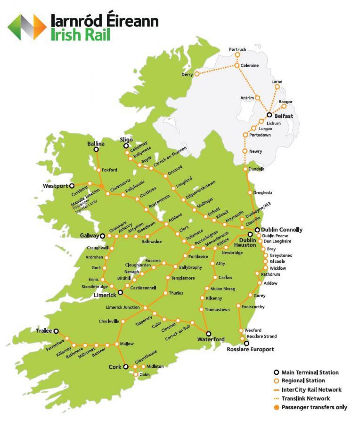 perjalanan kereta api di irlandia peta