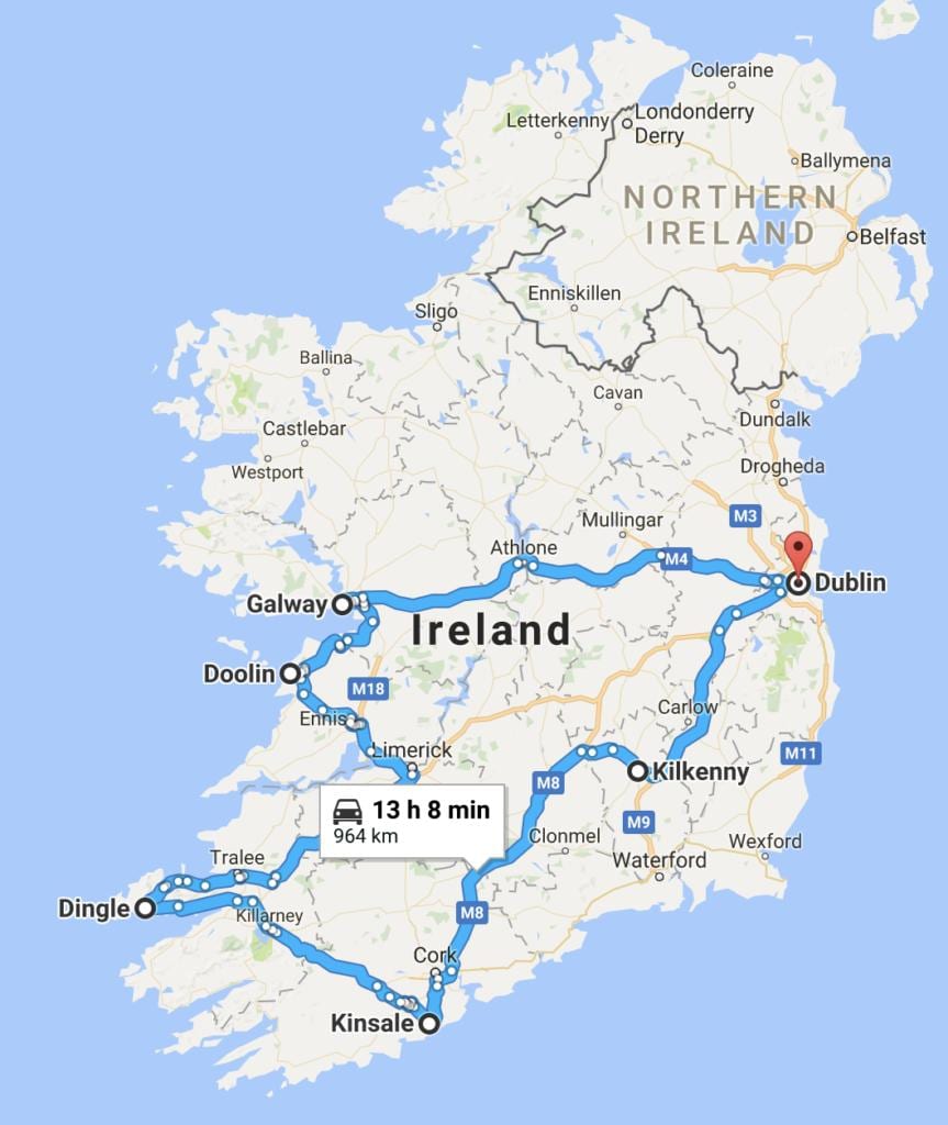 peta dari irlandia trip planner