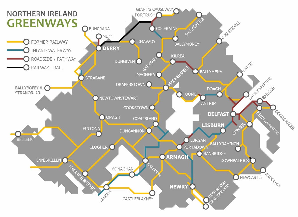 irlandia utara peta kereta