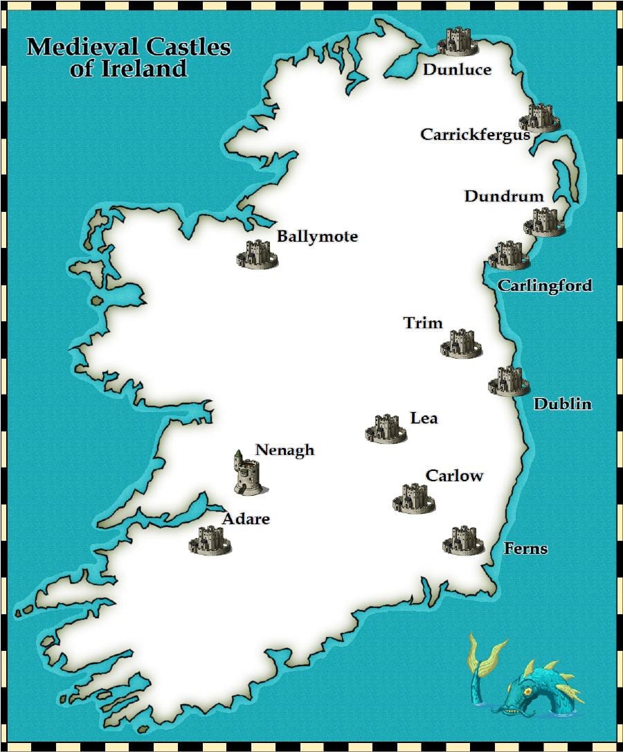 peta dari kastil di irlandia