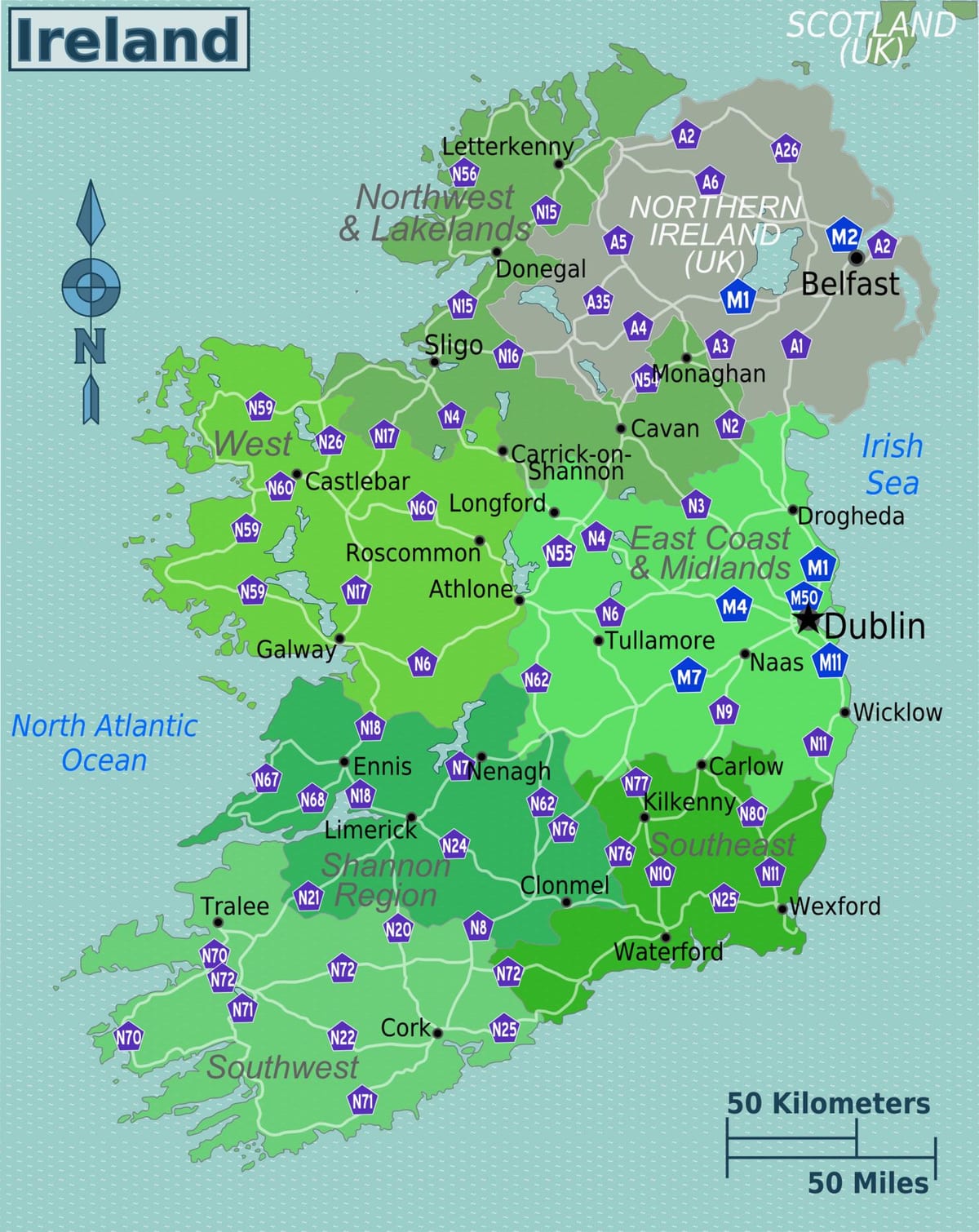 peta dari peta berwarna-warni irlandia