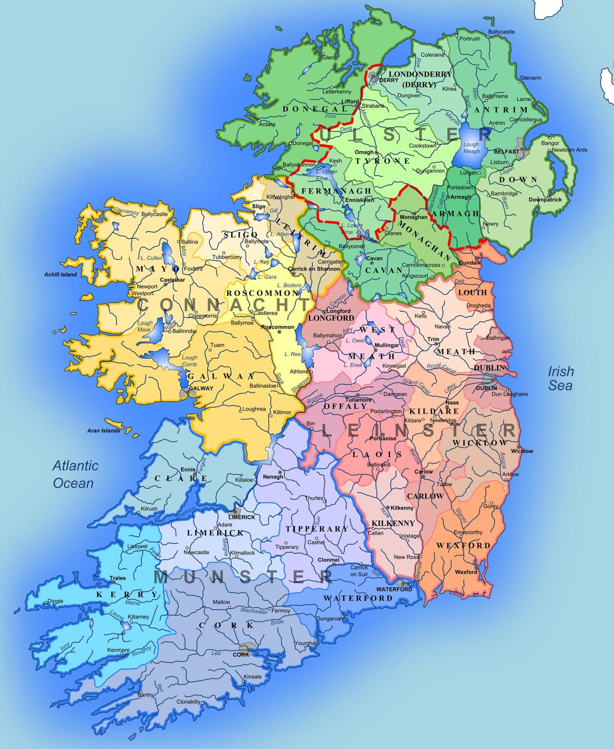besar peta rinci dari irlandia