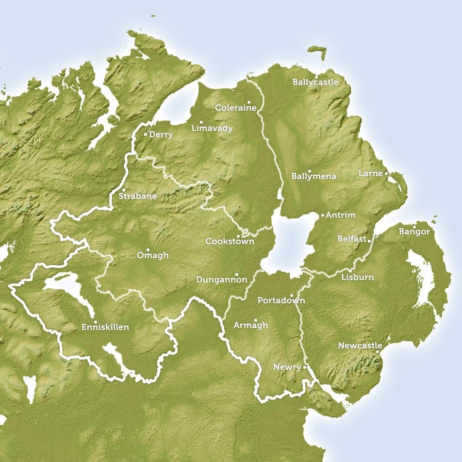 peta dari peta regional irlandia utara