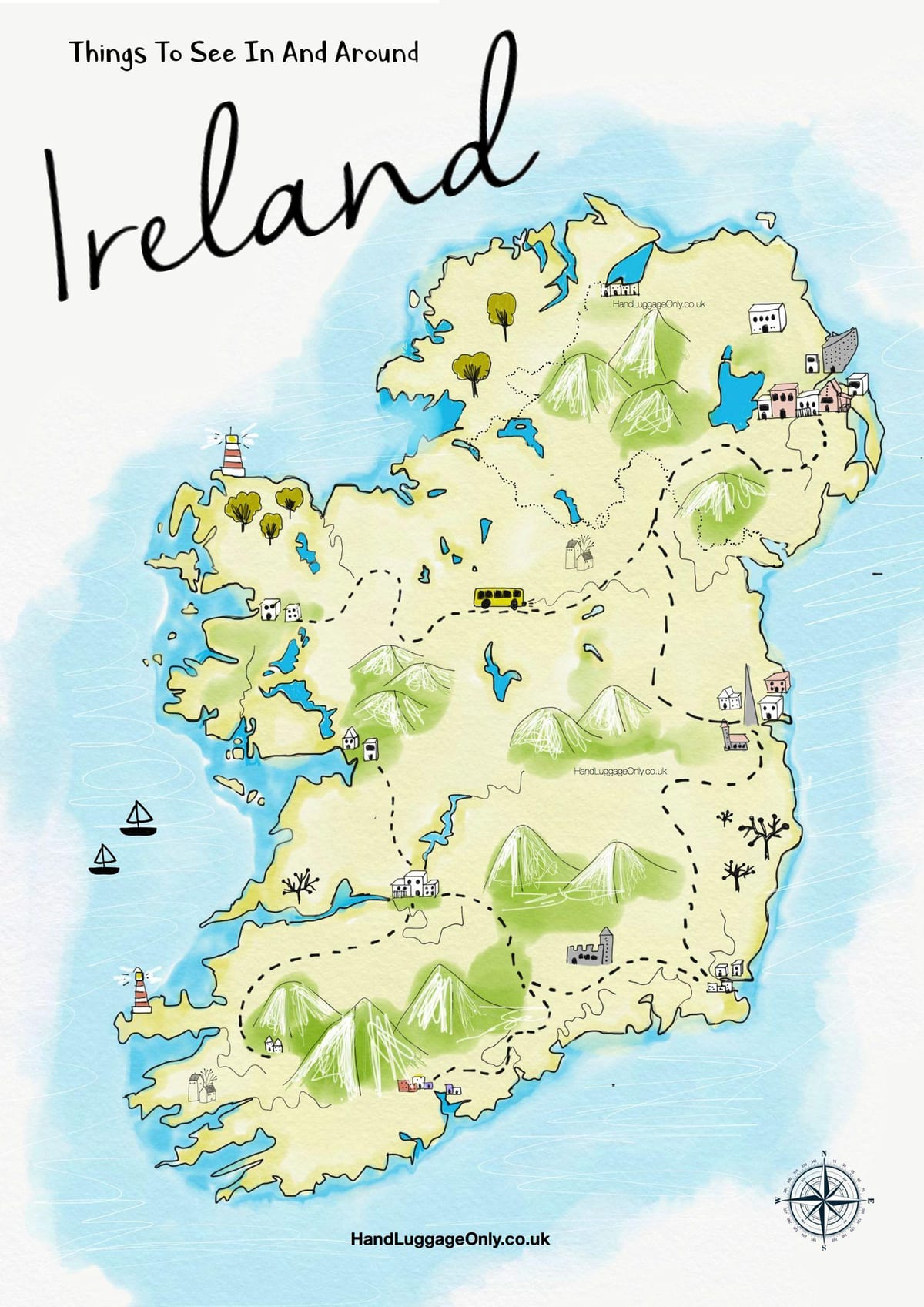 peta tempat-tempat untuk mengunjungi di irlandia