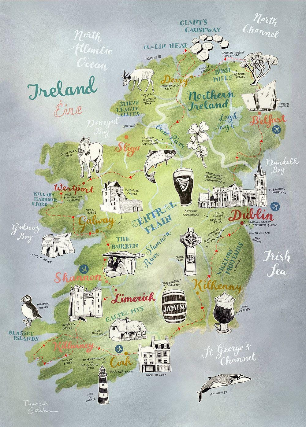 peta peta dari irlandia poster