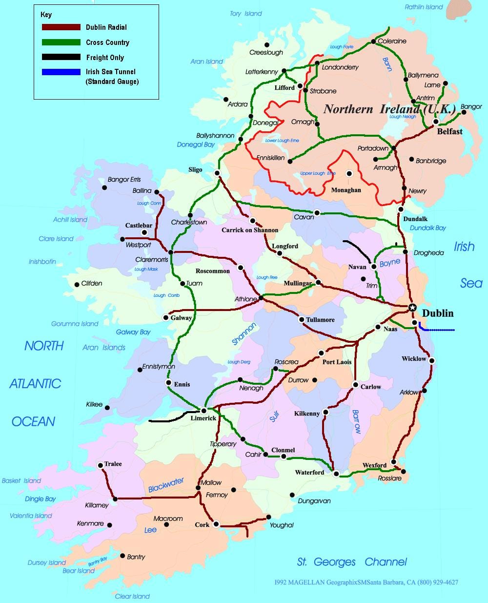 peta rute kereta api di irlandia