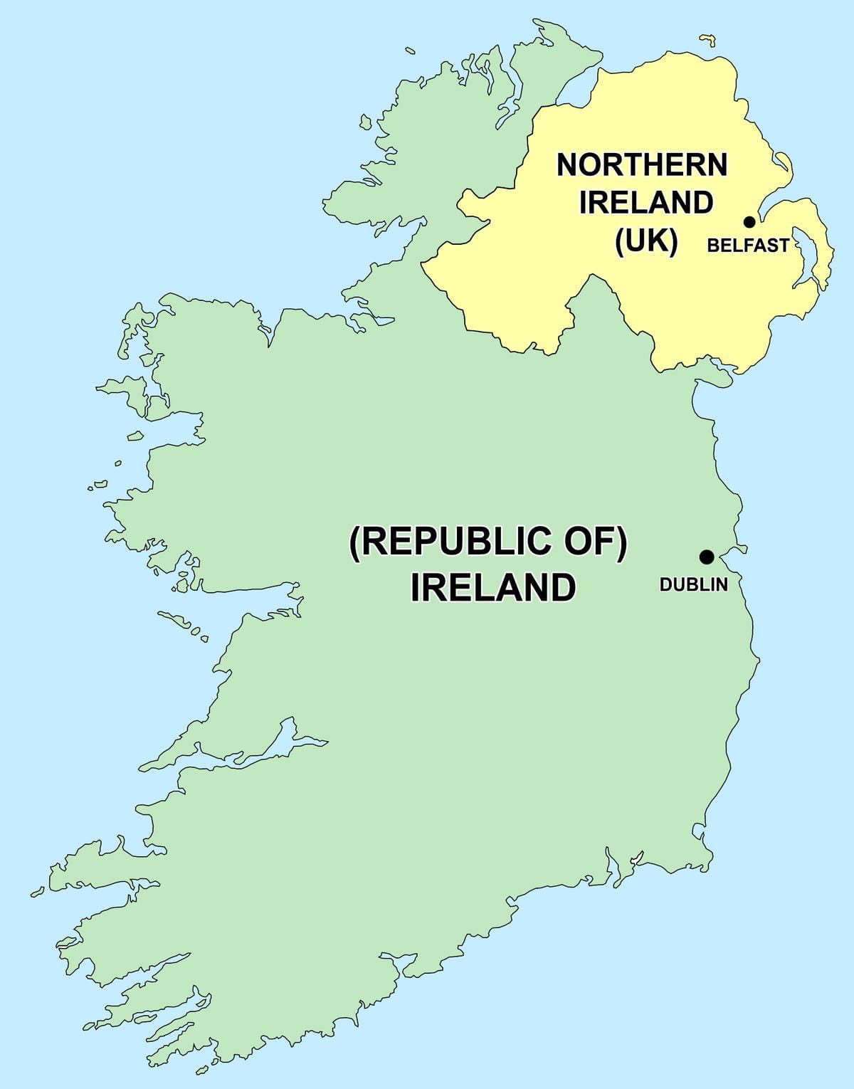  peta dari irlandia utara dan republik irlandia