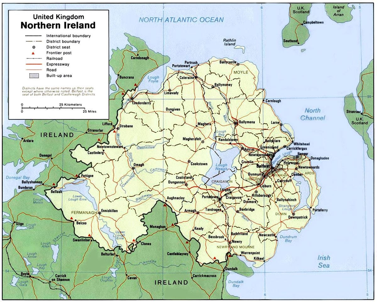 irlandia utara peta kota