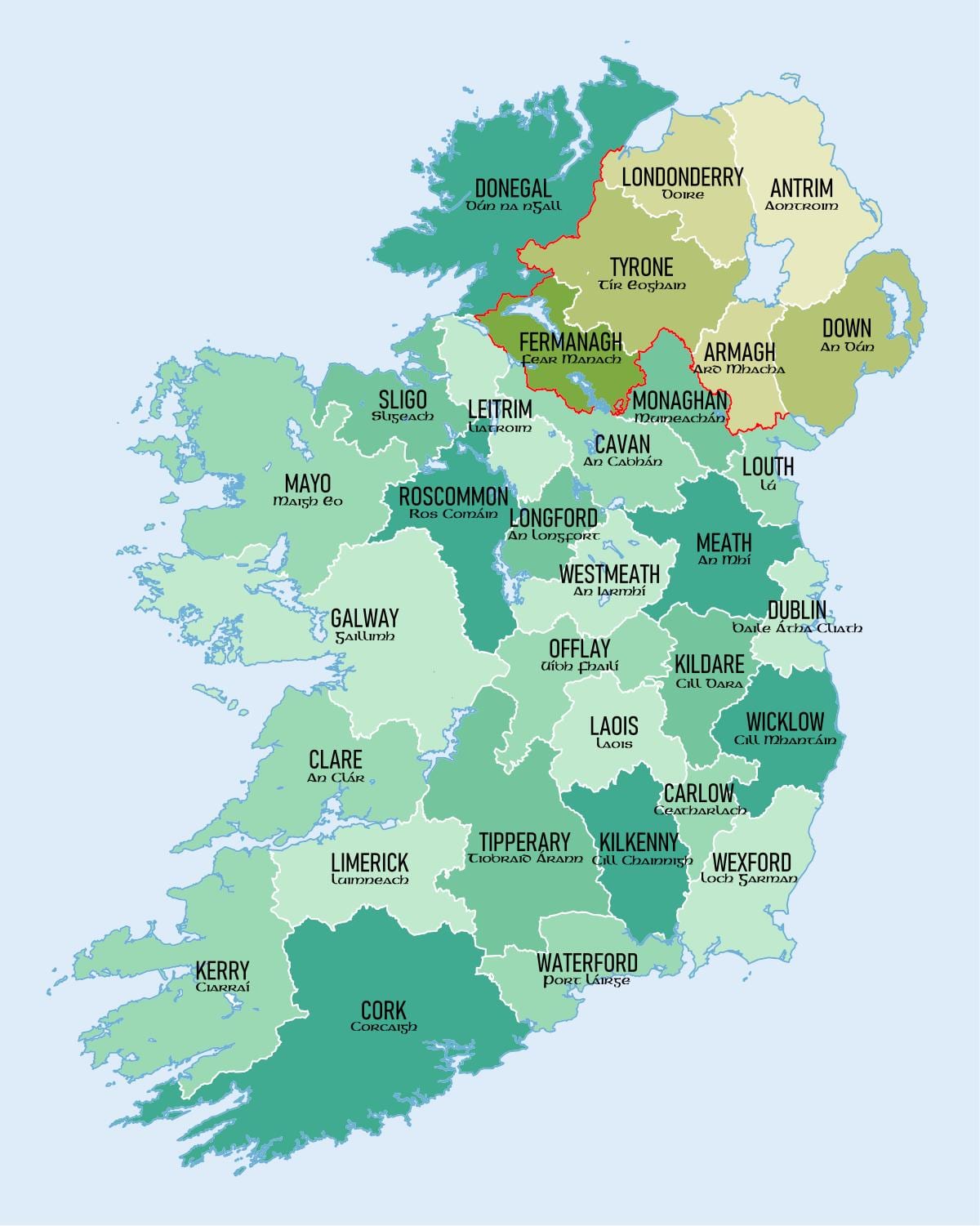 peta dari irelands kabupaten