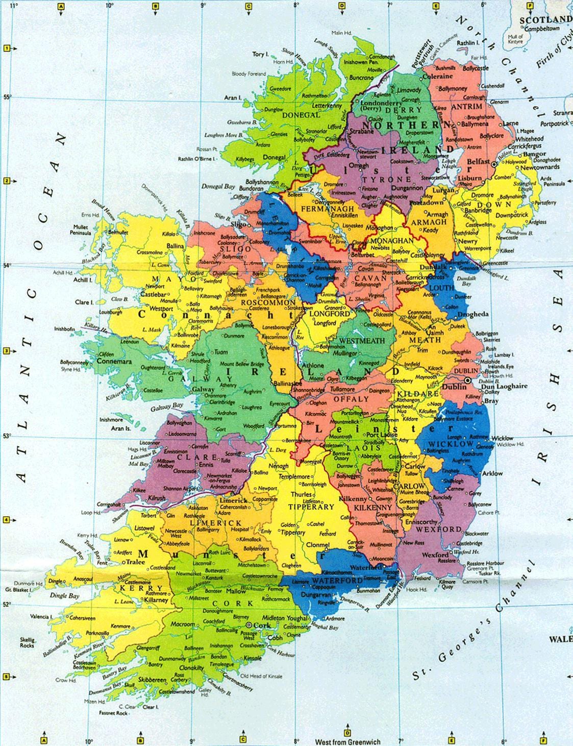 besar dinding peta irlandia