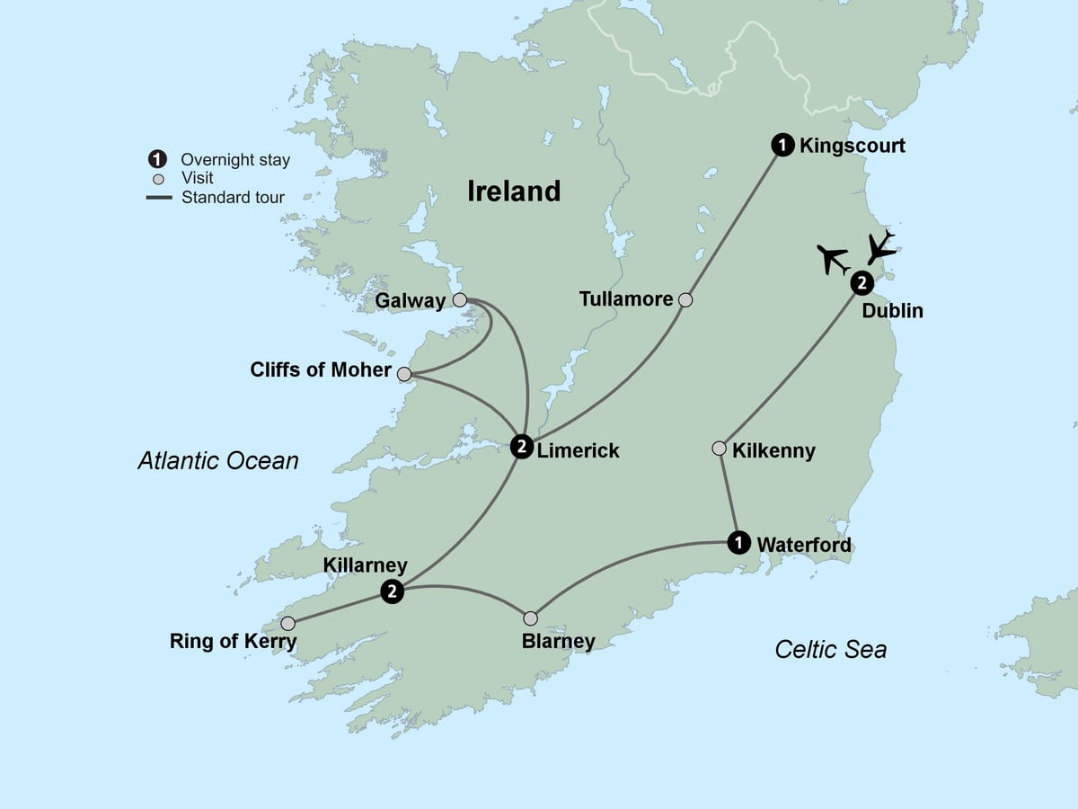 peta wisata peta irlandia selatan