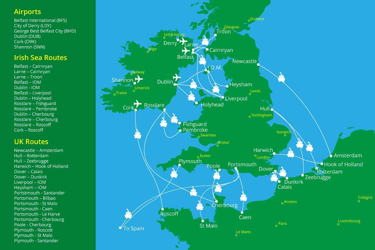 peta rute feri ke irlandia