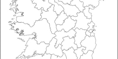 Blank map of ireland dengan county perbatasan