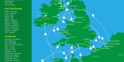 Peta dari penyeberangan feri ke irlandia