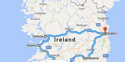 Peta dari irlandia trip planner