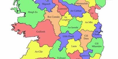 Peta dari irlandia dengan nama kabupaten