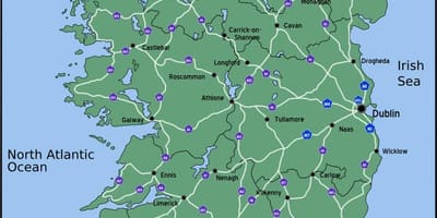 Peta mengemudi peta irlandia jarak