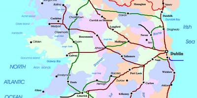 Peta rute kereta api di irlandia