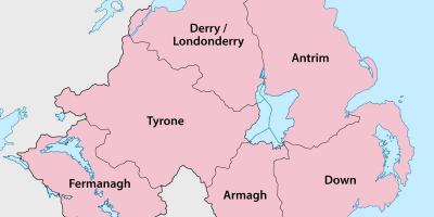 Peta dari irlandia utara kabupaten dan kota