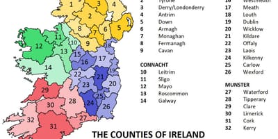 Peta dari irlandia yang menunjukkan provinsi-provinsi