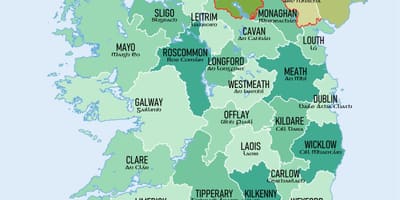 Peta dari republik irlandia menunjukkan kabupaten